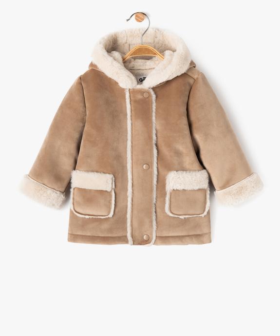 Manteau à capuche en velours doublure chaude bébé fille vue1 - GEMO(BEBE DEBT) - GEMO