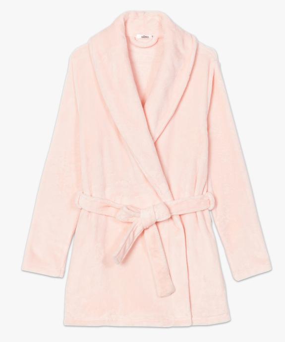 Peignoir femme en matière duveteuse avec ceinture vue4 - GEMO(HOMWR FEM) - GEMO