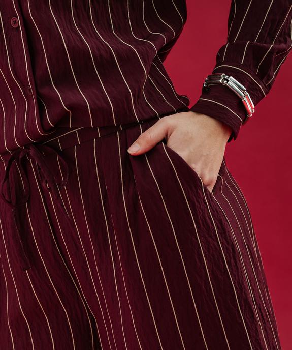 Pantalon fluide coupe large à rayures avec ceinture à nouer femme vue3 - GEMO 4G FEMME - GEMO