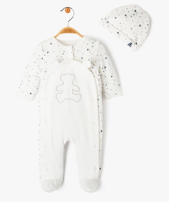Ensemble 2 pièces bébé : pyjama en velours et bonnet - LuluCastagnette vue1 - LULUCASTAGNETTE - GEMO