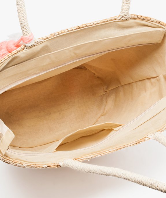 Sac de plage avec pompon et inscription brodée  vue3 - GEMO (ACCESS) - GEMO