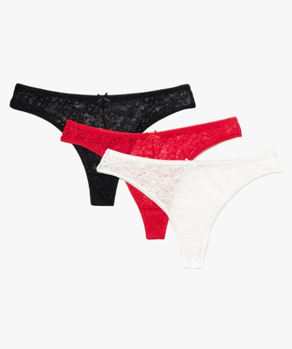 Tanga femme en dentelle (lot de 3) vue1 - GEMO 4G FEMME - GEMO