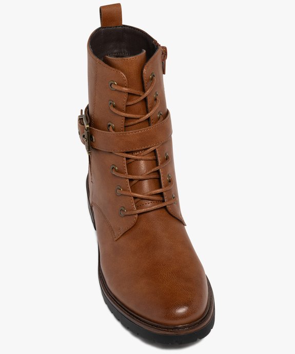 Boots femme à semelle crantée avec zip et bout amande vue6 - GEMO 4G FEMME - GEMO