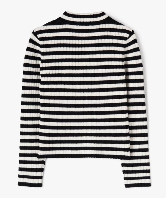 Pull rayé en maille côtelée fille - GEMO (ENFANT) Pull rayé en maille côtelée fille vue3 - GEMO (ENFANT) - GEMO