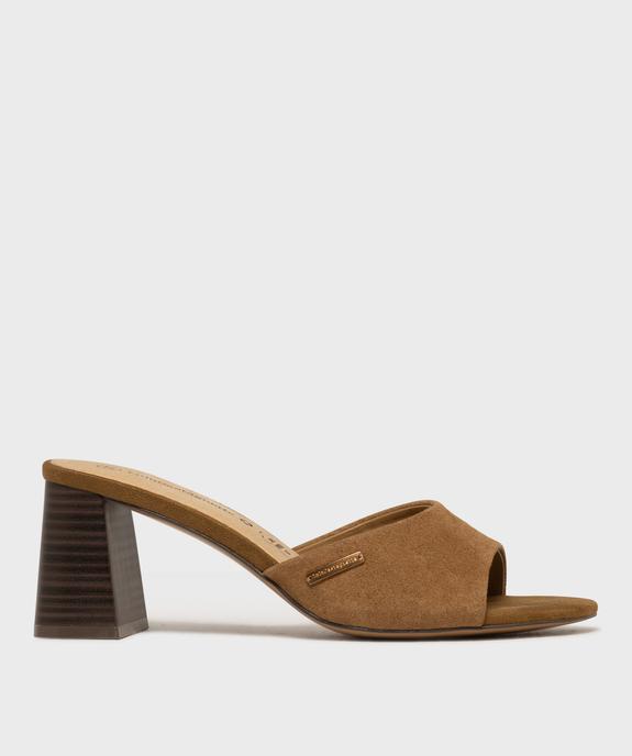 Mules à talon trapèze en suédine femme - LuluCastagnette vue1 - LULUCASTAGNETTE - GEMO