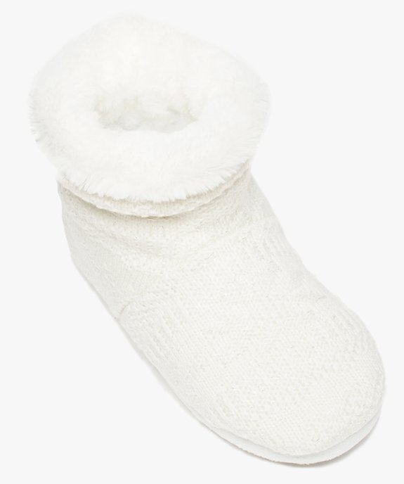 Chaussons femme boots en maille tricotée et doublure douce vue5 - GEMO(HOMWR FEM) - GEMO