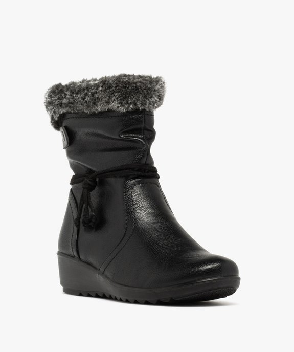 Boots femme fourrées confort à talon compensé et col duveteux vue2 - G'FLEX - GEMO