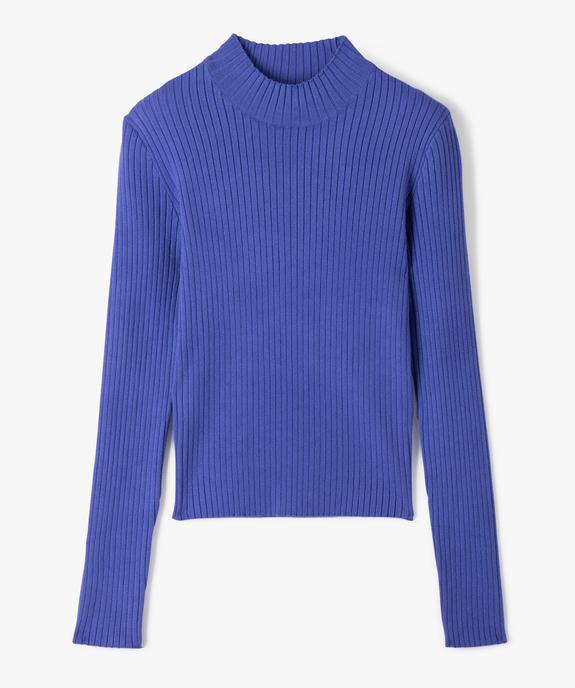 Pull court à col cheminée en maille côtelée fille vue1 - GEMO 4G FILLE - GEMO
