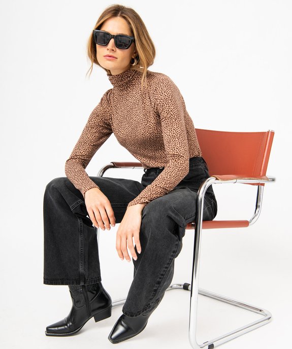 Tee-shirt manches longues et col roulé moulant femme vue5 - GEMO 4G FEMME - GEMO