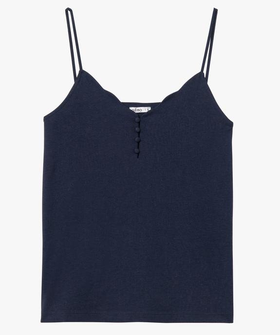 Débardeur femme avec décolleté en V et petits boutons vue4 - GEMO 4G FEMME - GEMO