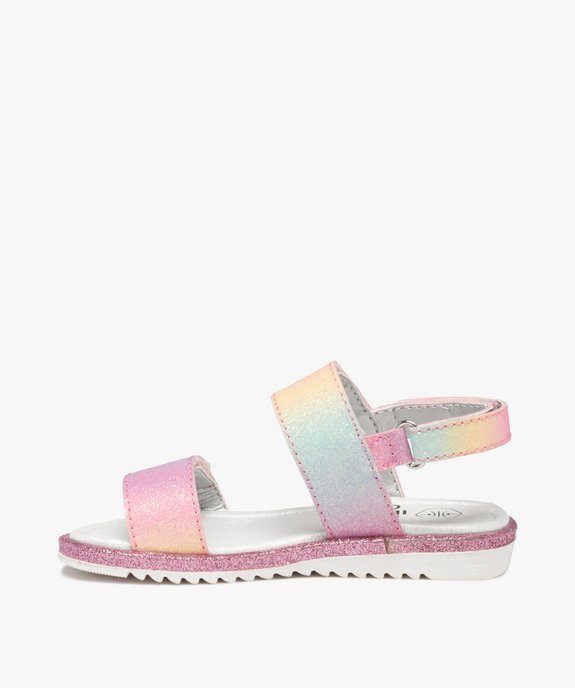 Sandales fille à brides scratch pailletées et irisées vue3 - GEMO (ENFANT) - GEMO