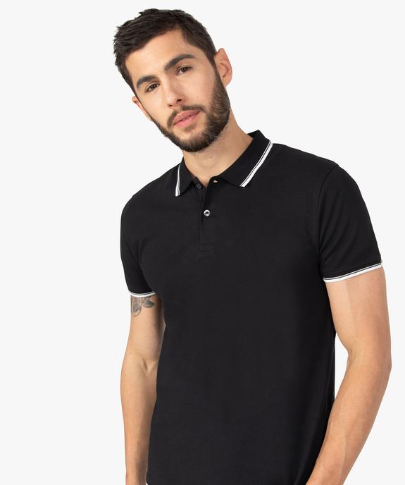 Polo homme à manches courtes à liseré contrastant vue5 - GEMO 4G HOMME - GEMO