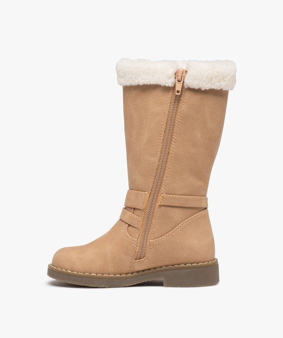 Bottes fille à talon plat et bordures en sherpa vue3 - GEMO (ENFANT) - GEMO