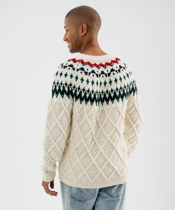 Pull jacquard en grosse maille douillette fantaisie homme vue3 - GEMO (HOMME) - GEMO