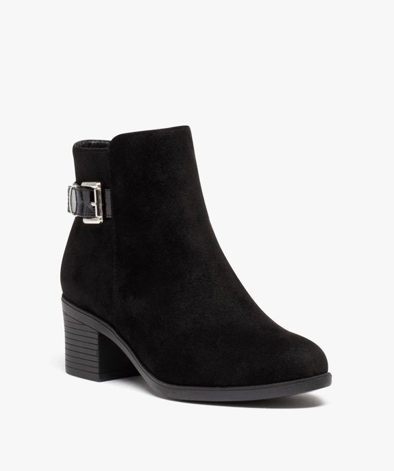 Boots femme à talon carré avec zip et bride décorative vue2 - GEMO(URBAIN) - GEMO