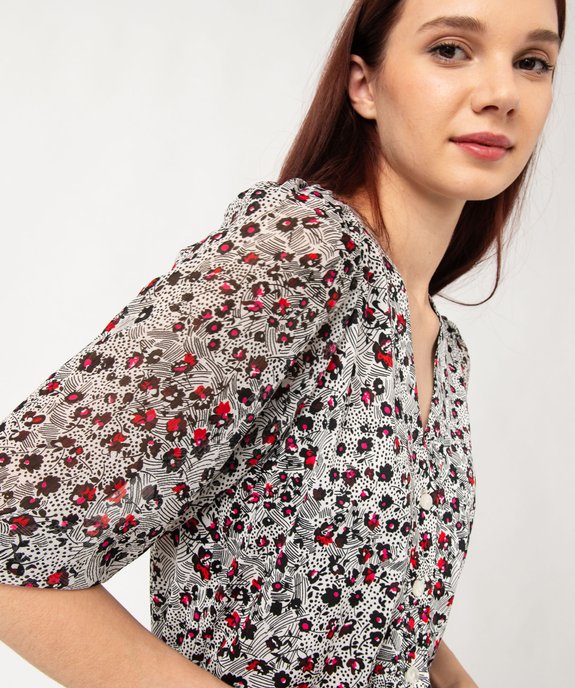 Chemise imprimée à manches 3/4 en voile femme vue2 - GEMO(FEMME PAP) - GEMO