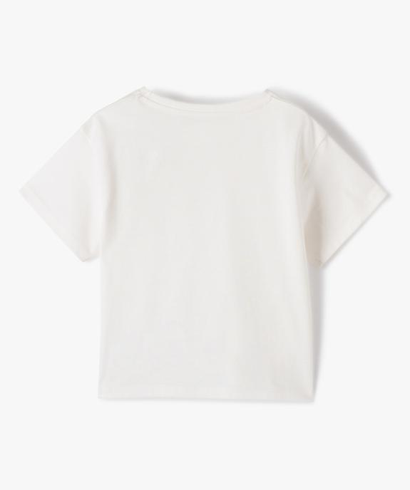 Tee-shirt fille à manches courtes coupe courte et large vue3 - GEMO (ENFANT) - GEMO