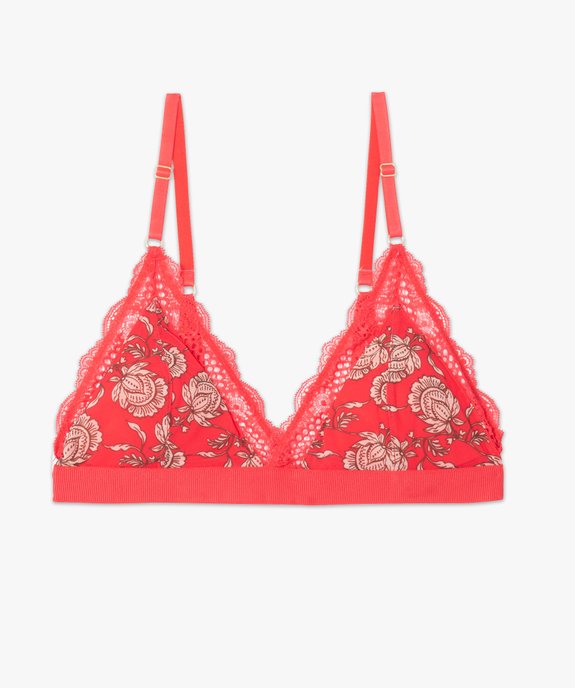 Soutien-gorge triangle à motifs fleuris et dentelle vue4 - GEMO(HOMWR FEM) - GEMO