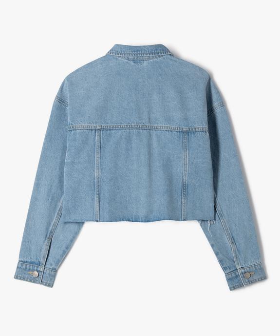Veste en jean loose et raccourcie fille vue4 - GEMO 4G FILLE - GEMO