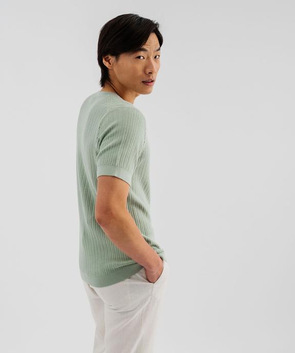 Tee-shirt manches courtes en maille tricotée homme vue3 - GEMO (HOMME) - GEMO