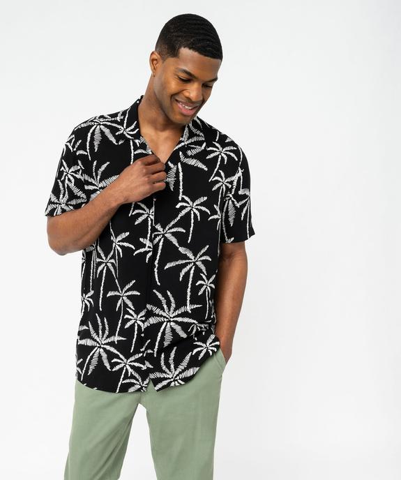 Chemise manches courtes et col cubain en viscose à motif palmiers homme vue1 - GEMO (HOMME) - GEMO