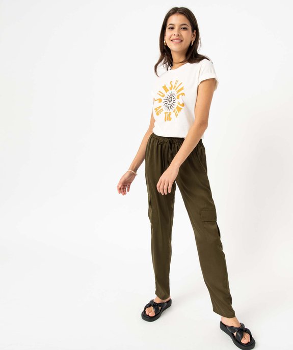 Pantalon cargo en satin fluide uni femme vue5 - GEMO(FEMME PAP) - GEMO