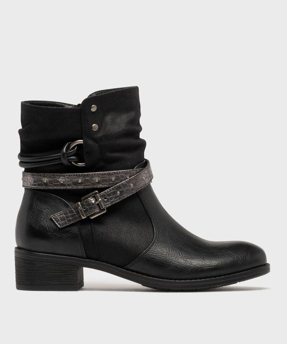 Boots femme à petit talon avec col effet plissé et brides fantaisie vue8 - EMILIA ROSA G4G - GEMO