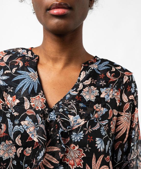 Blouse en voile fleuri à grand col V volanté femme vue5 - GEMO(FEMME PAP) - GEMO