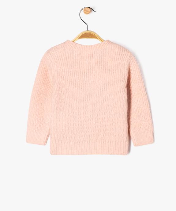 Gilet en maille ajourée à col rond bébé fille vue3 - GEMO(BEBE DEBT) - GEMO