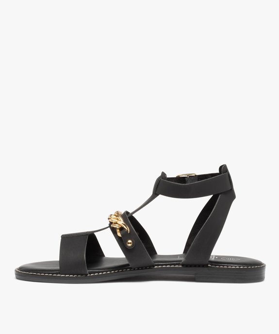 Sandales femme à talon plat et brides unies avec chaîne vue3 - GEMO (CASUAL) - GEMO