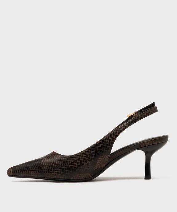 Escarpins slingback à bout pointu et petit talon fin femme - Follow Me vue3 - FOLLOW ME - GEMO