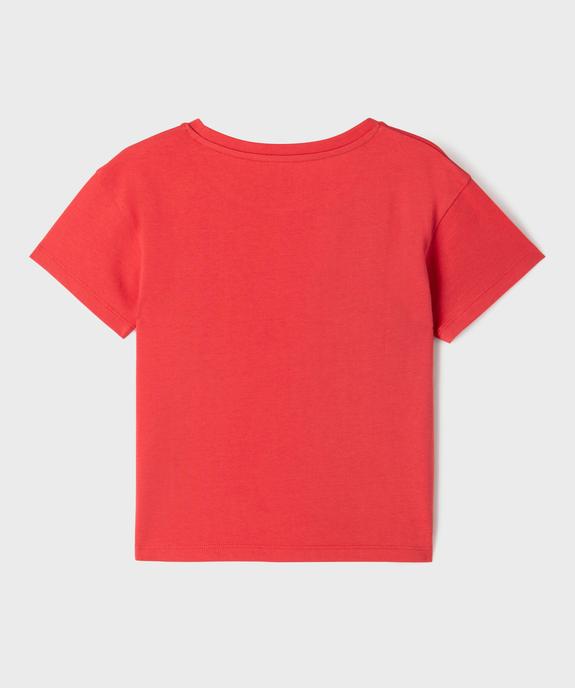 Tee-shirt manches courtes en jersey de coton imprimé fille vue3 - GEMO 4G FILLE - GEMO