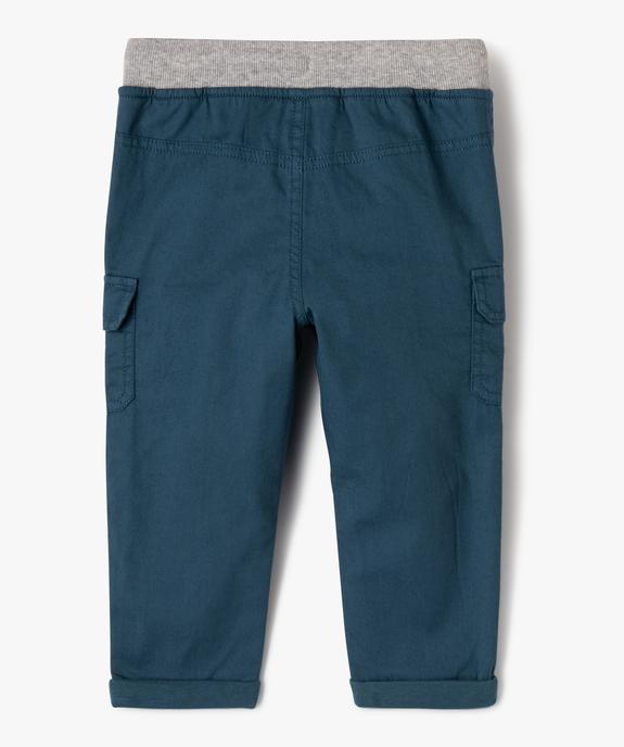 Pantalon coupe cargo doublé avec taille élastique bébé garçon  vue3 - GEMO(BEBE DEBT) - GEMO
