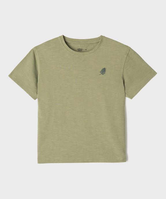 Tee-shirt manches courtes en jersey de coton flammé avec petite broderie garçon vue1 - GEMO 4G GARCON - GEMO