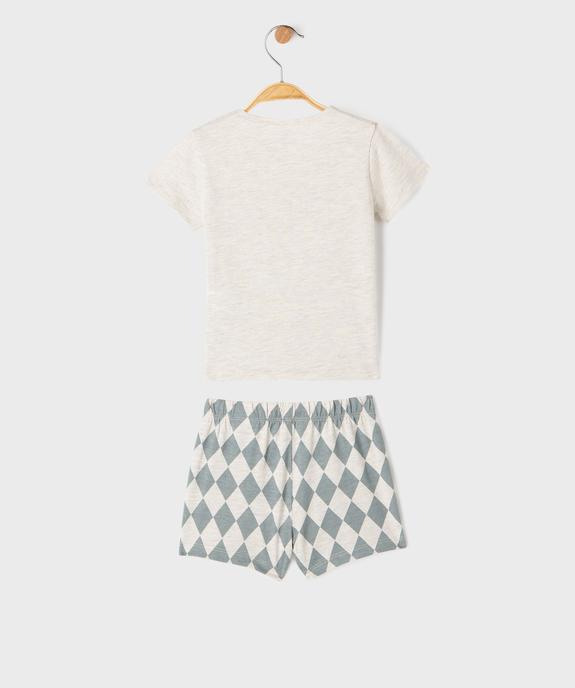 Pyjashort en jersey de coton imprimé cirque bébé garçon vue4 - GEMO 4G BEBE - GEMO