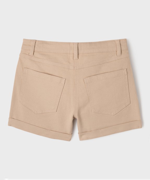 Short en denim avec revers cousus fille vue3 - GEMO (JUNIOR) - GEMO