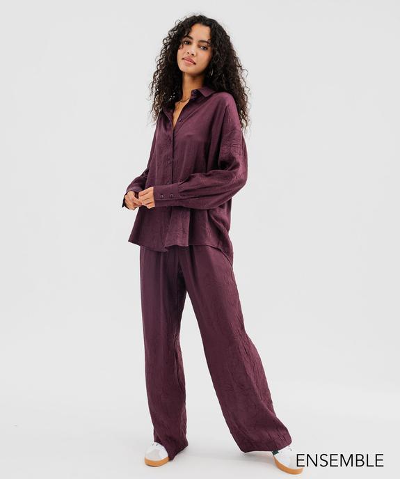 Ensemble chemise et pantalon violet pour femme  - GEMO