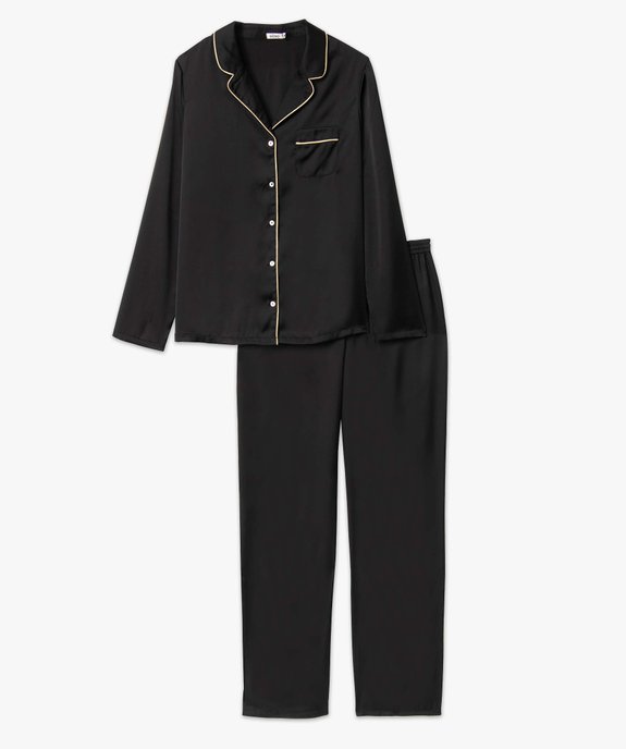 Pyjama femme en matière satinée avec liseré scintillant vue4 - GEMO(HOMWR FEM) - GEMO