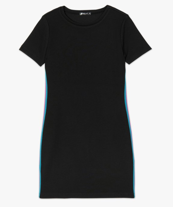 Robe femme forme tee-shirt avec bandes colorées sur les côtés vue4 - FOLLOW ME - GEMO