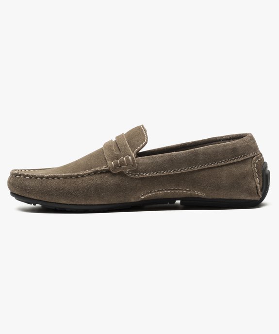 Mocassins homme dessus et intérieur cuir avec surpiqûres vue3 - GEMO (HOMME) - GEMO