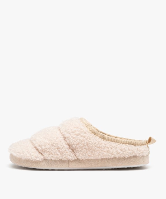 Chaussons femme mules plates unies en sherpa effet matelassé vue3 - GEMO 4G FEMME - GEMO