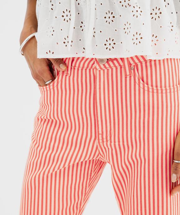 Jean taille haute cropped straight fit rayé femme vue2 - GEMO 4G FEMME - GEMO