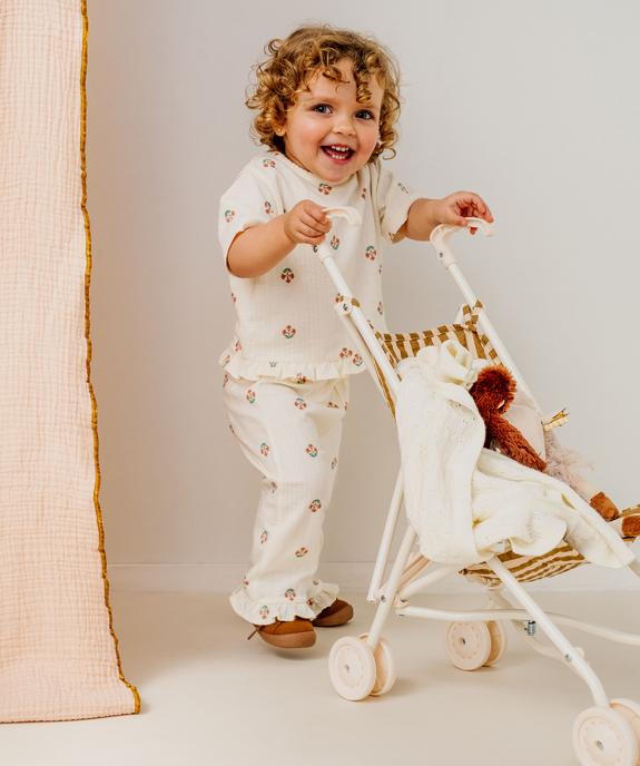 Pantalon en coton imprimé avec volants dans le bas bébé fille vue2 - GEMO(BEBE DEBT) - GEMO