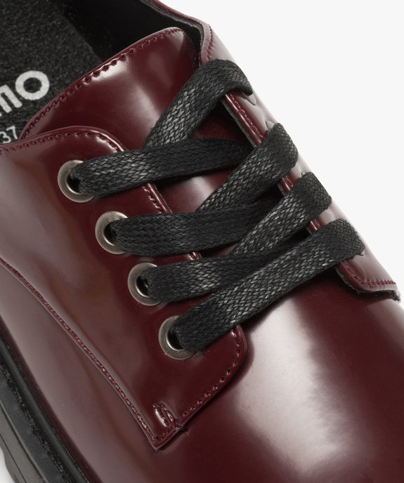 Derbies femme unis et vernis à semelle plateforme crantée vue6 - GEMO (CASUAL) - GEMO