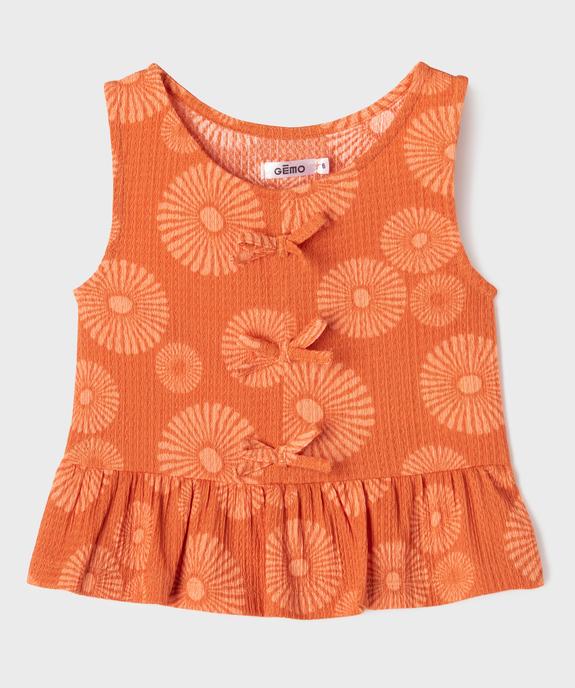 Débardeur imprimé à volants et noeuds fille vue1 - GEMO (ENFANT) - GEMO