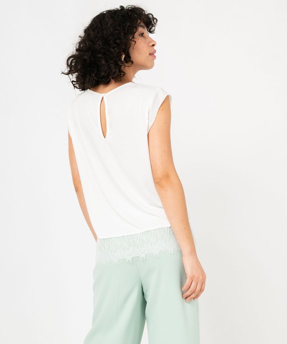 Tee-shirt sans manches multimatière à dentelle femme vue4 - GEMO 4G FEMME - GEMO