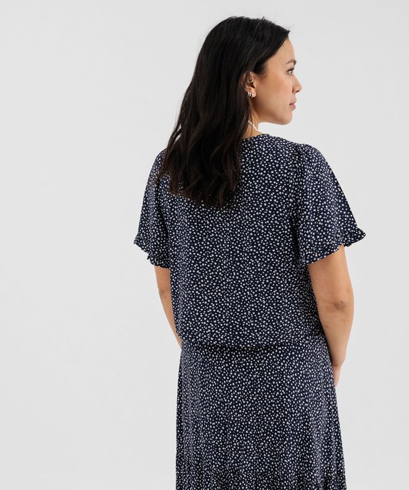 Blouse imprimée à manches courtes coupe courte femme vue3 - GEMO 4G FEMME - GEMO