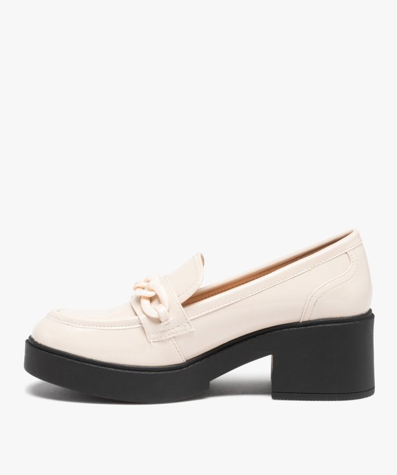 Mocassins femme vernis à talon large et semelle épaisse vue3 - GEMO(URBAIN) - GEMO