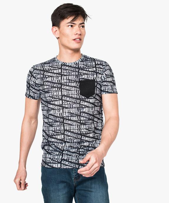 Tee-shirt manches courtes imprimé sur l'ensemble vue1 - GEMO (HOMME) - GEMO
