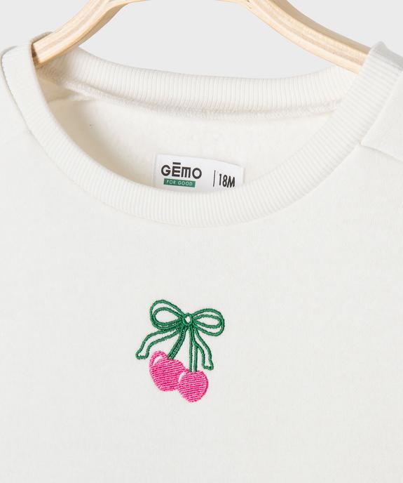 Sweat avec manches froncées et motif brodé bébé fille vue2 - GEMO 4G BEBE - GEMO